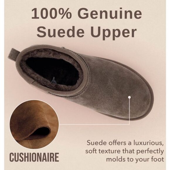 Cushionaire Hippy Womenβs Suede Platform Ankle Boots Taupe Size 8.5 New - Picture 11 of 12